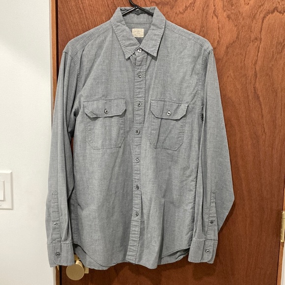 J. Crew Heather Grey Long Sleeved Cotton Button Down Shirt Men’s Size Medium - Picture 1 of 4